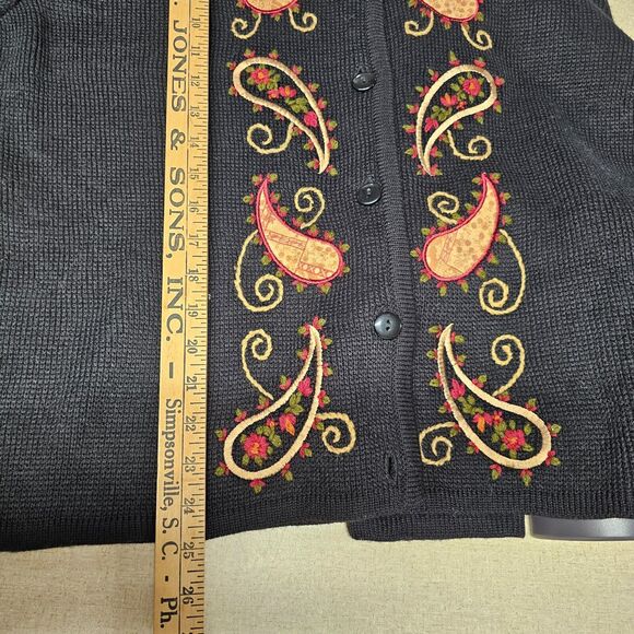 Vintage 90’s Crystal Kobe Cardigan XL Paisley Whimsygoth Dark Cottagecore Office - Picture 6 of 6